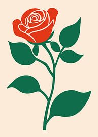 Flat Vector Red Rose Illustration by Art Kingdom