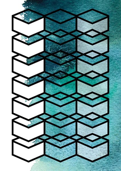 The transparency of water | Geometrie en Aquarel van WatercolorWall