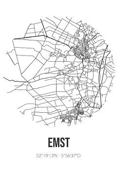 Emst (Gelderland) | Landkaart | Zwart-wit van Rezona