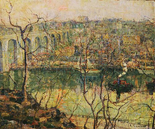 Ernest Lawson-High Bridge. Early Moon.