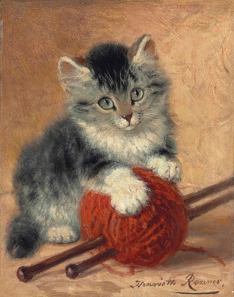 A Kitten With a Ball of Wool by Antonije Lazovic