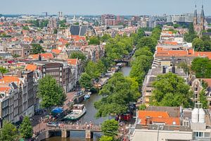 Panoramisch uitzicht over Amsterdam vanaf de Westerkerk toren van Sjoerd van der Wal Fotografie