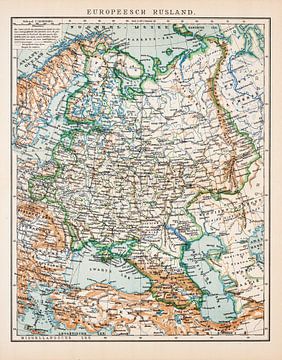 Antieke kaart Europees Rusland van Studio Wunderkammer