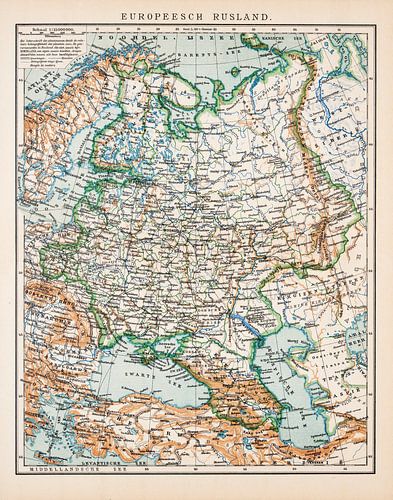 Antique map of European Russia