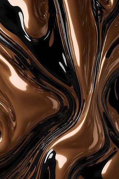 Abstracte Bronzen Wervelingen op Zwart van Art & Soul Creations