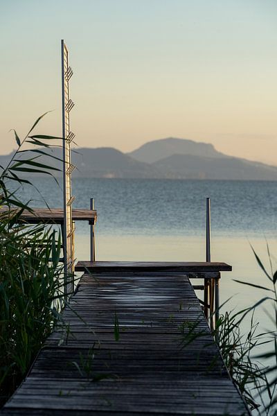 Weg naar het Balatonmeer in Hongarije. Zuidkant bij Balatonfenyves in de avond van Daniel Pahmeier