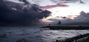 Dramatic Port Lights of Stavoren: Stormy IJsselmeer at Sunset