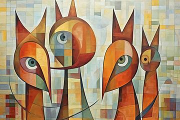 Schilderij Kleurrijke Abstracte Vogels van ARTEO Schilderijen