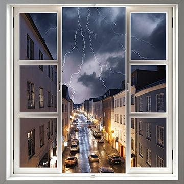 Stadsraam nacht flitsen verlichte straat contrast leven van gm_designs