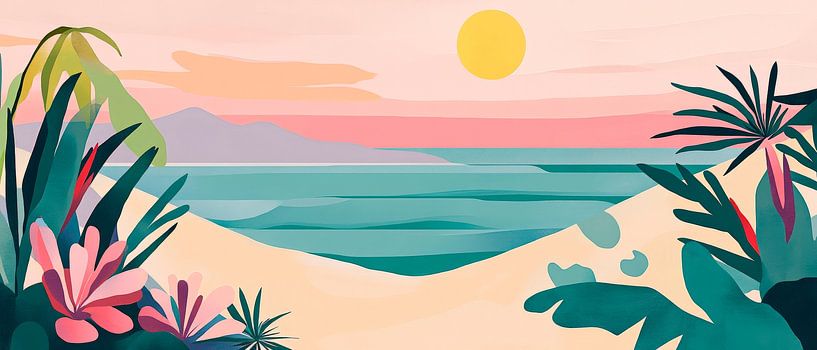 Tropical sunset on the beach by Poster Art Shop