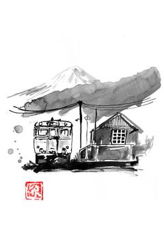 treinstation in japan van Péchane Sumie