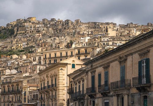 Historic Architecture Frames the Hillside of Modica in Sicily on