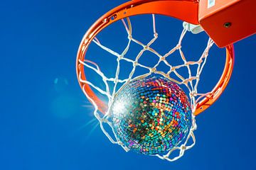 Glittering ball in the basketball hoop by Poster Art Shop