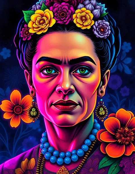 Frida Neon-Porträt 2 von MIROKKU