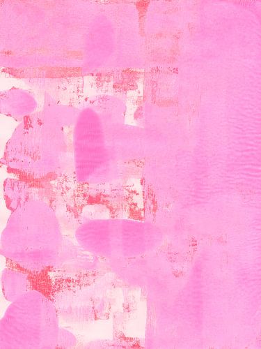 Abstract painting in pink, white, red. by Dina Dankers