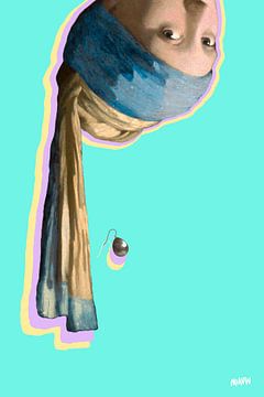Vermeer Mädchen mit dem Perlenohrring auf dem Kopf - Pop Art von Miauw webshop