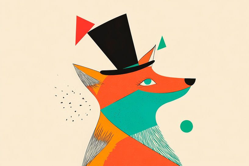 Farbenfrohes Fuchs-MärchenFuchs im ZylindertraumEleganz des von Poster Art Shop