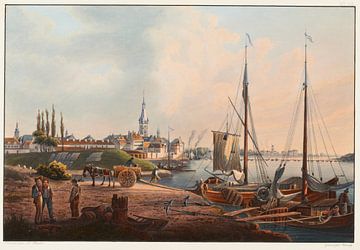 Uitzicht op de stad Düsseldorf vanaf de Academie, Johann Ludwig Bleuler