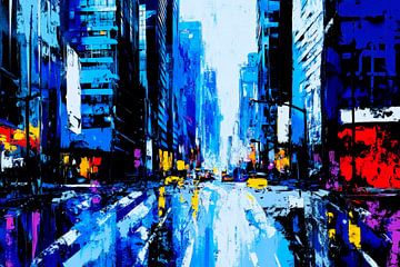 Stedelijke reflecties in blauw van Poster Art Shop