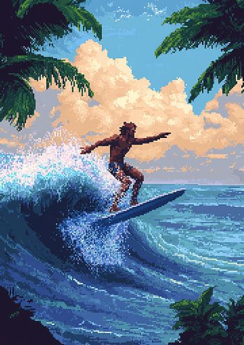 Surf Poster Surfing Pixel Art