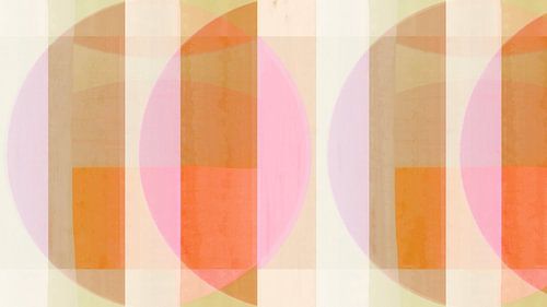 Mid Century Bauhaus Shapes Pink Peach III