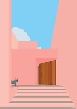 Minimalistic Architecture, Mexican house with dog van Ingmar Harthoorn