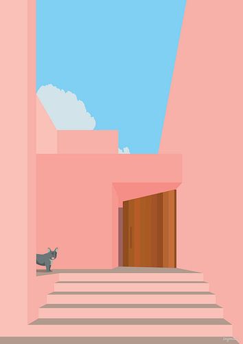 Minimalistic Architecture, Mexican house with dog van Ingmar Harthoorn