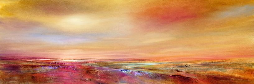 Toucher le ciel - Vaste paysage dans la lumière du soir par Annette Schmucker
