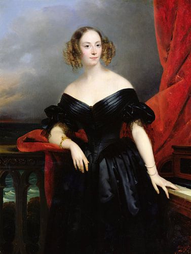 Claude-Marie Dubufe,Madame Rampal, Graaf De Grigneuseville Olie 