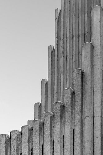 Detail recht Hallgrimskirkja kerk in Reykjavik