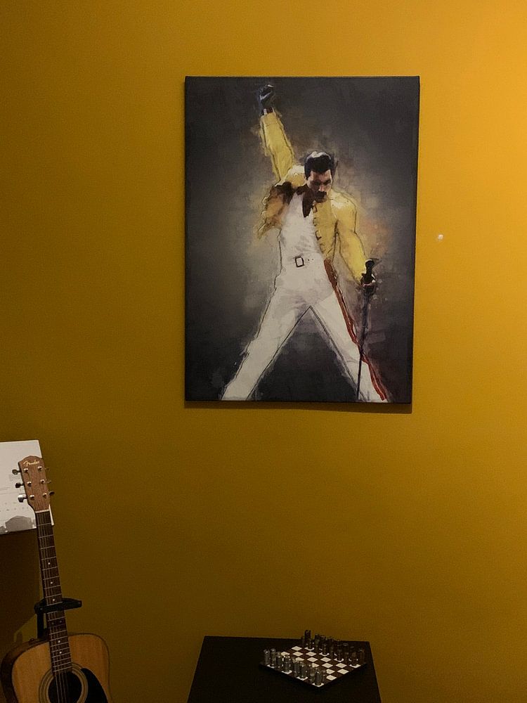 Freddie Mercury olieverf portret  van Bert Hooijer 