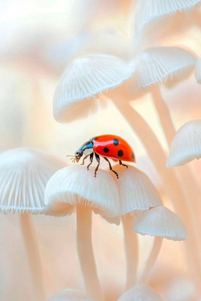 Ladybirds and mushrooms by Poster Art Shop
