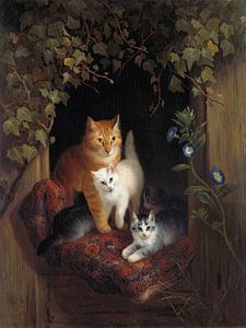 Henriëtte Ronner-Knip - Katze mit Kätzchen (1844)