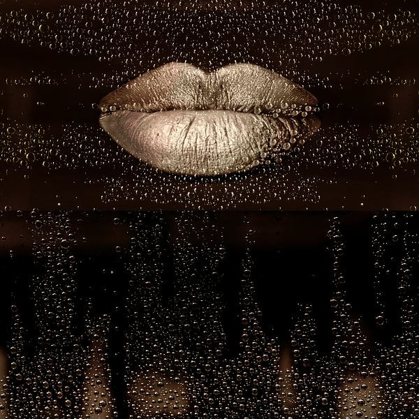 Silver Lips. Digital Art. Drops by Alie Ekkelenkamp