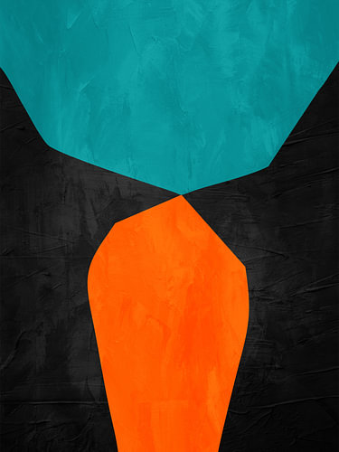 Minimalistische abstracte kunst met organische vormen in warme, kleurrijke tinten.