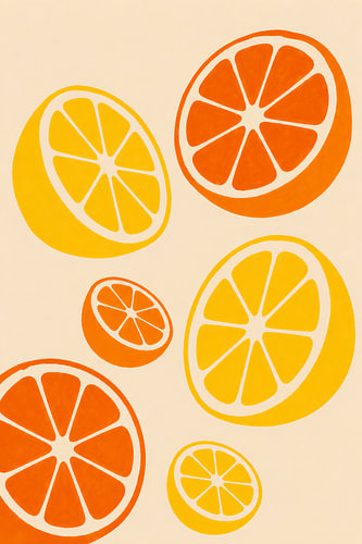 Citrusschijfjes in geel en oranje
