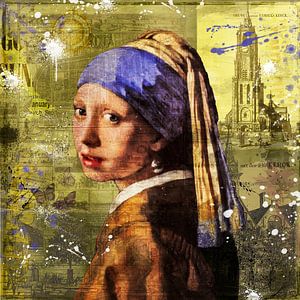 La jeune fille à la boucle d'oreille en perles de Johannes Vermeer sur Rene Ladenius Digital Art