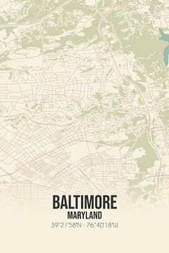 Alte Karte von Baltimore (Maryland), USA. von Rezona