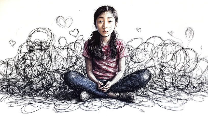 Young woman in chaos by Frank Heinz
