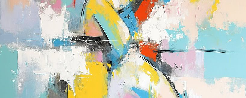 Woman With Colour | Abstract Woman in Blue and Yellow Colours by Eye catching paintings
