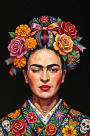 La Frida Floral Exotic Portrait