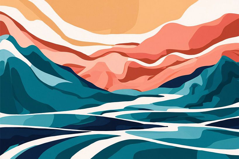 Kleurrijk abstract landschap ontwerp van Art & Soul Creations