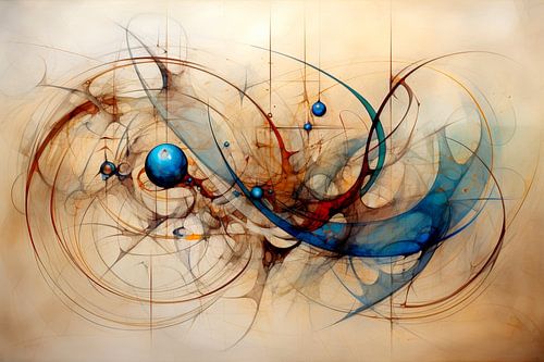 Abstrakte Linien und Formen – Erdtöne und Blau von Joriali Fine Art