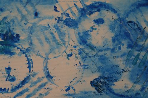 Abstract blauw en wit van Cora Unk