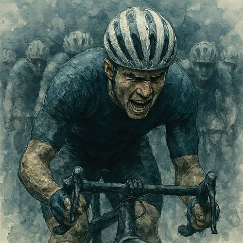 Los uit het peloton (tour de France wedstrijd wielrennen racefiets doorzettingsvermogen kracht actie )