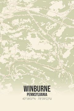 Vieille carte de Winburne (Pennsylvanie), USA. sur Rezona