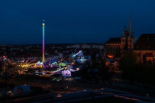 Erfurt Old Town Spring by Night – Cathedral Square: Where History Meets Light