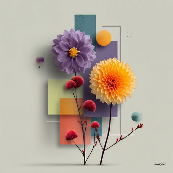 Abstract with flowers by Gelissen Artworks