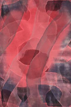 Neon rood, roze, lila. Modern abstract schilderij. van Dina Dankers