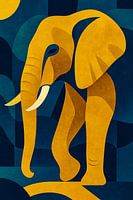 Gouden Olifant met blauwe tinten